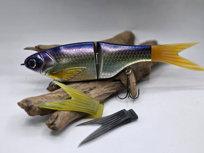 Fishing lure with a hook on a white background